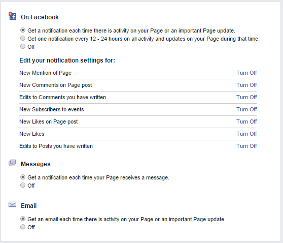 Facebook Page Notificaitons